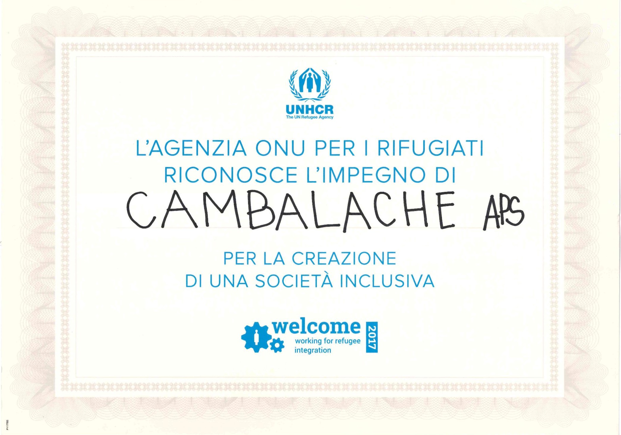2018_Premio Welcome_APS Cambalache.